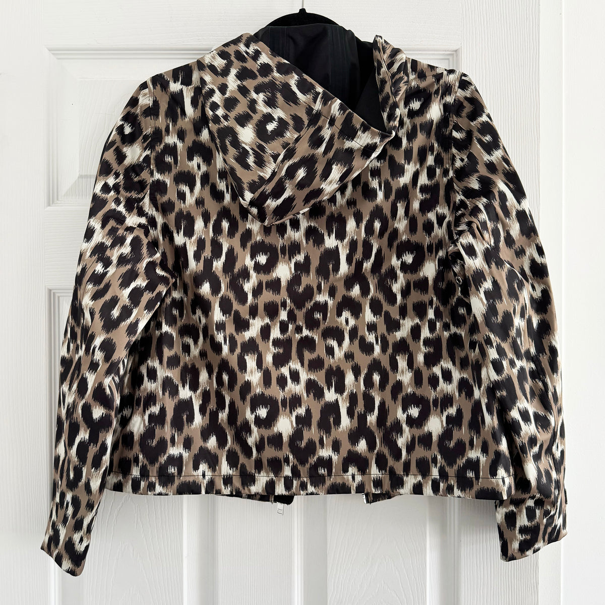 Fusalp "Kasima" Rain Jacket w Hood in Leopard Print, size 36