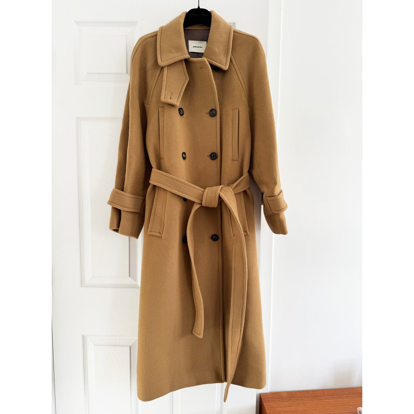Gabriel Lee Double Breasted Coat in Camel, size Small