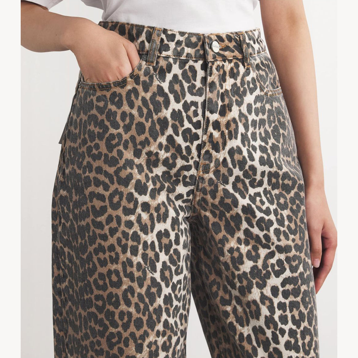 Ganni "Stary" Leopard Print Jeans, size 26
