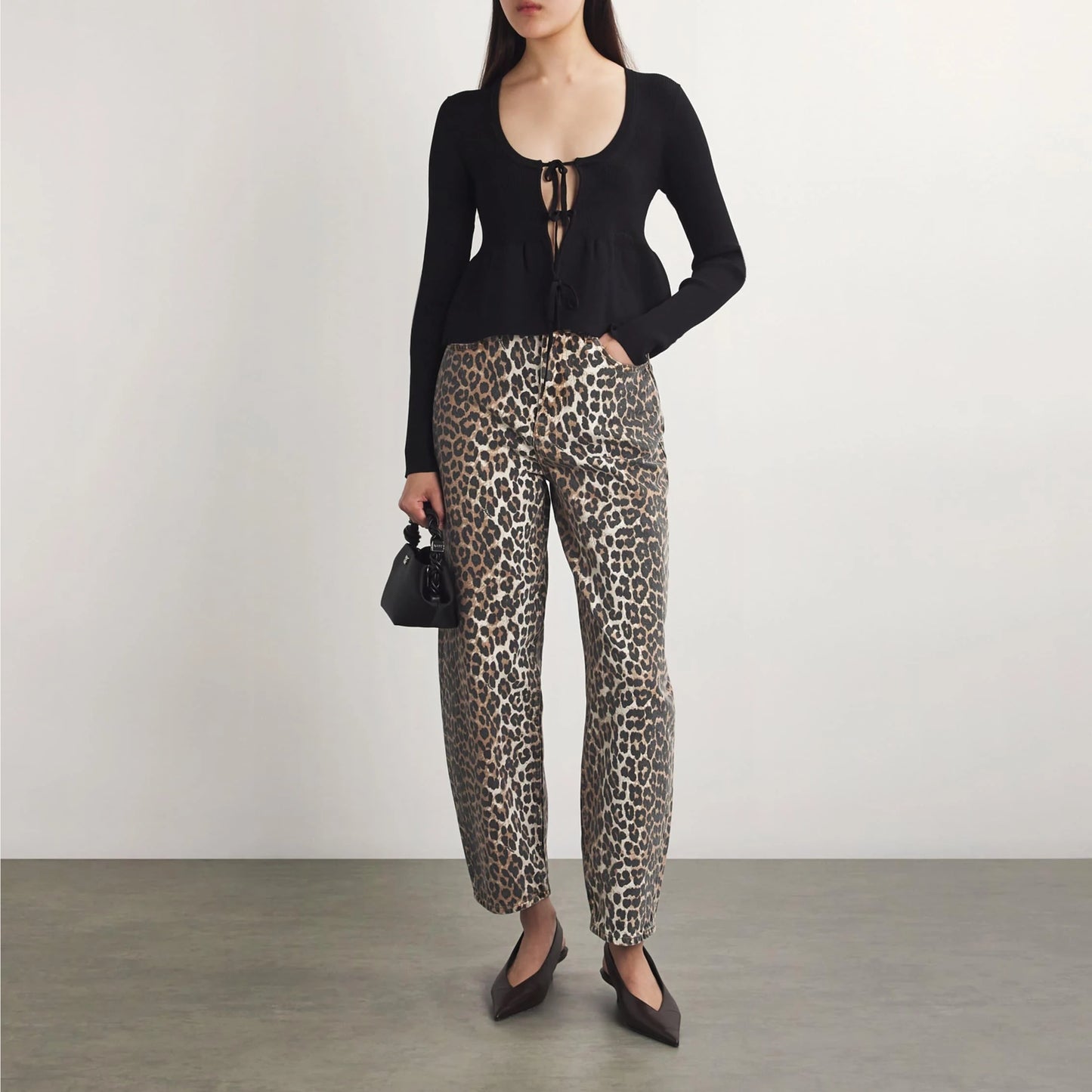 Ganni "Stary" Leopard Print Jeans, size 26