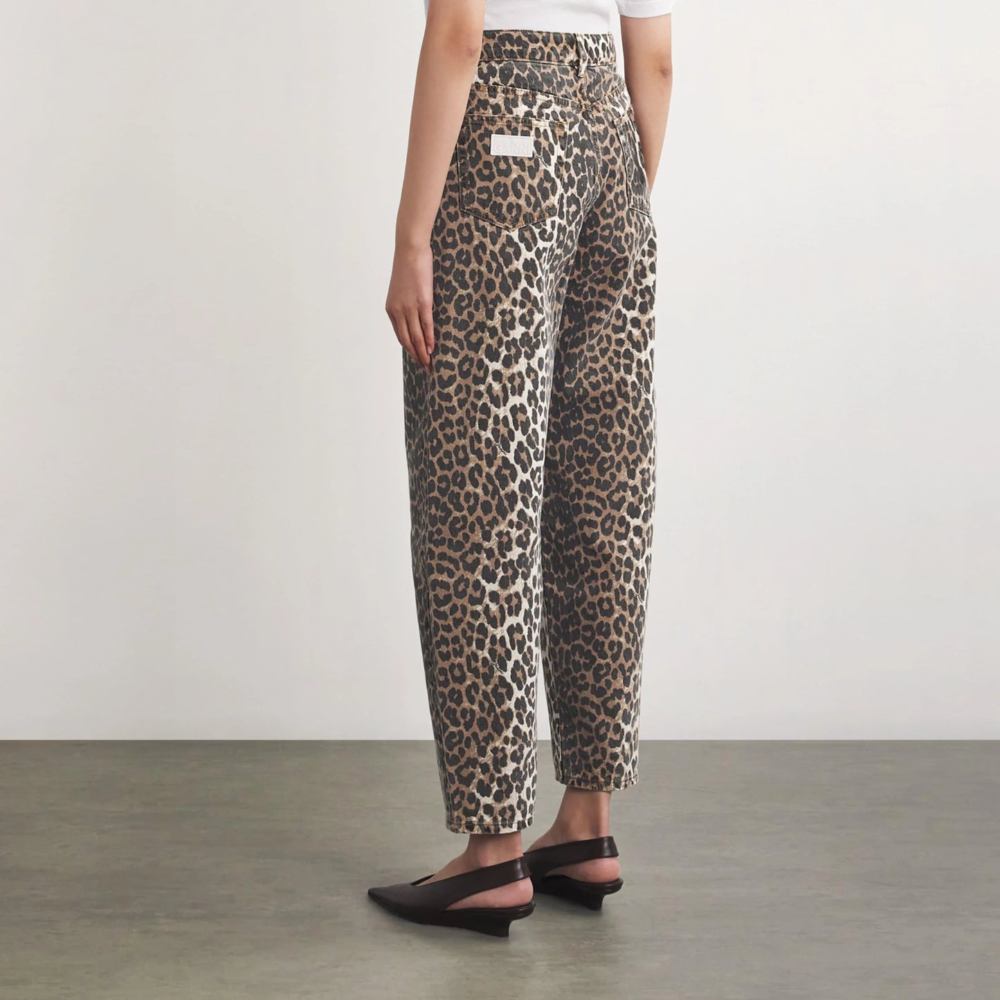 Ganni "Stary" Leopard Print Jeans, size 26
