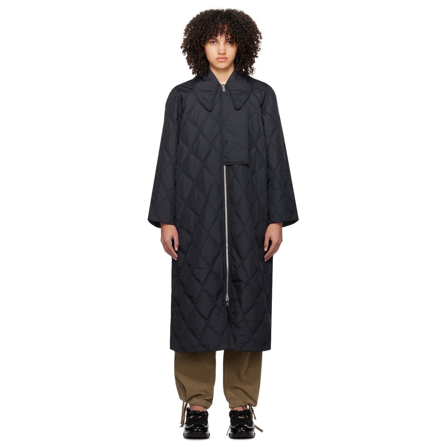 Ganni Quilted jacket in Black, size 36