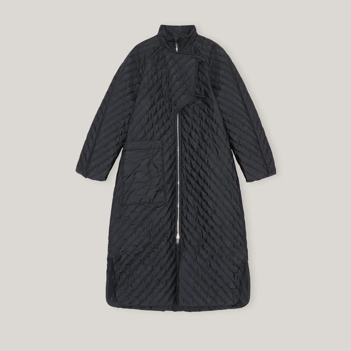 Ganni Quilted Ripstop jacket in Black, size 40 (size L-XL)