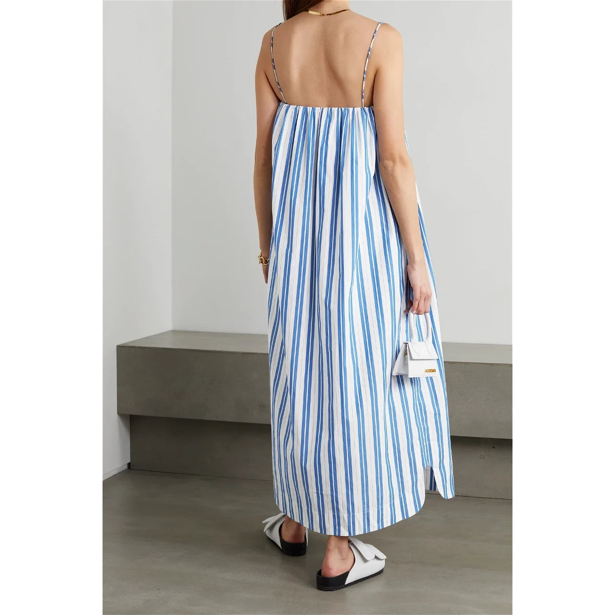 Ganni Striped Tent Dress in Blue/White, size 38 (Size Medium)