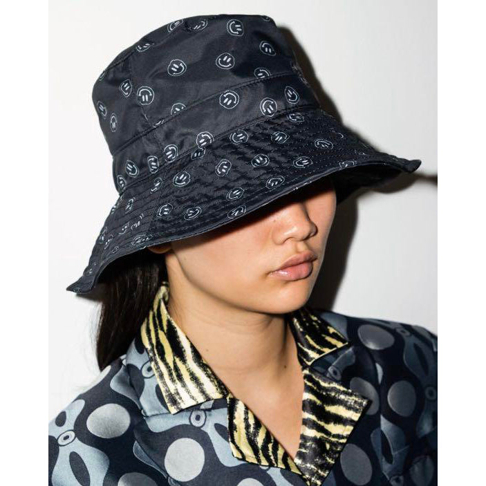 Ganni Printed Bucket Hat in "Phantom"