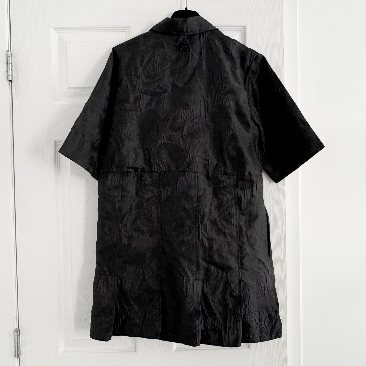Ganni Textured Jacquard Mini Dress in Black, size 34