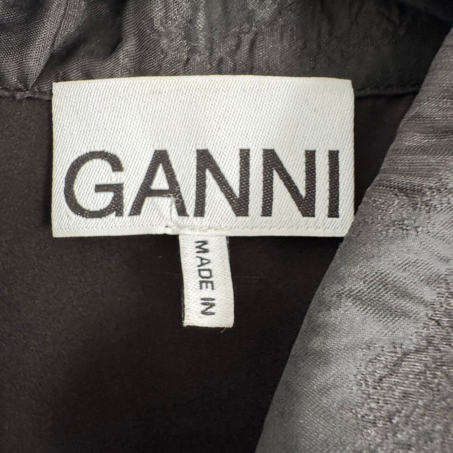 Ganni Textured Jacquard Mini Dress in Black, size 34