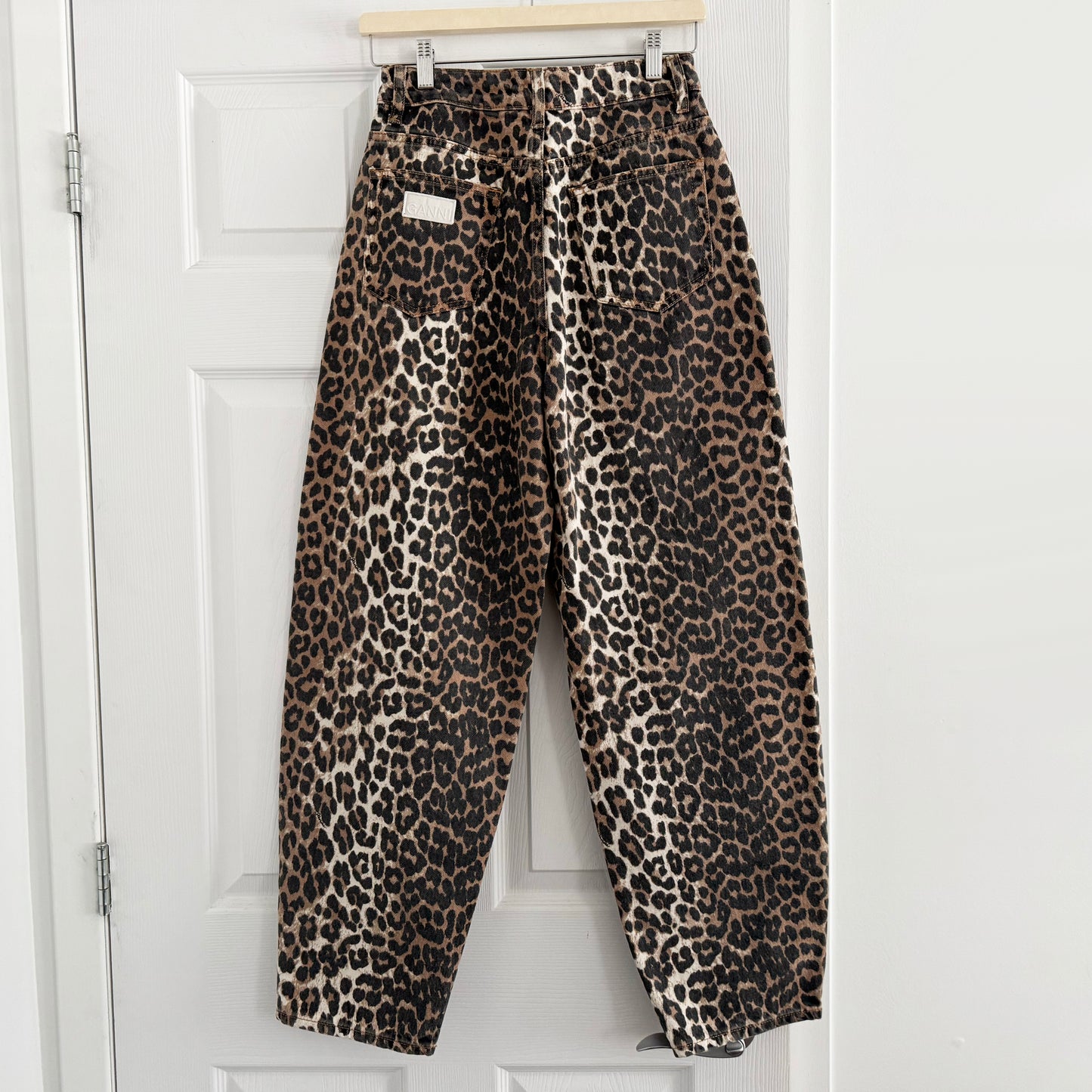Ganni "Stary" Leopard Print Jeans, size 26