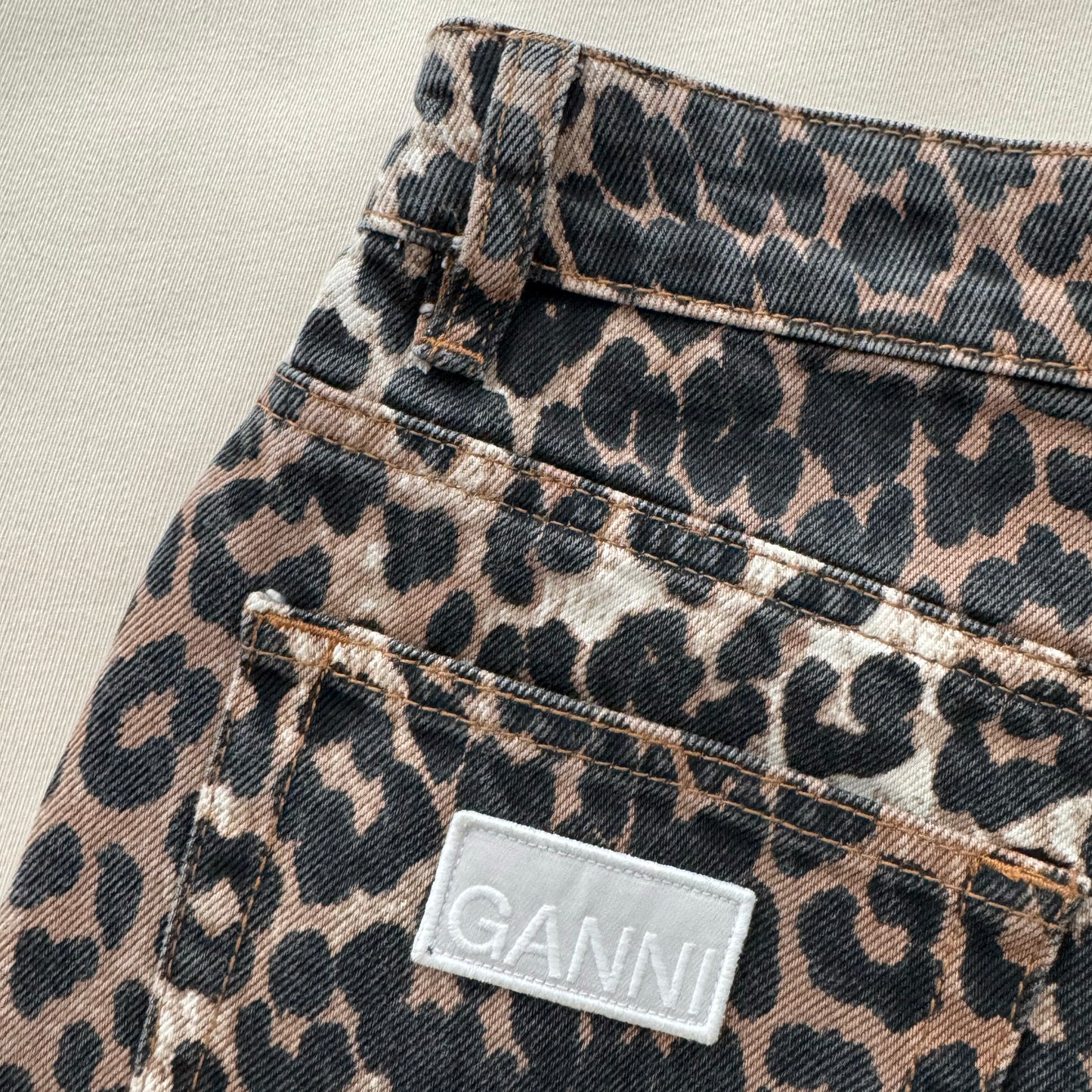 Ganni "Stary" Leopard Print Jeans, size 26