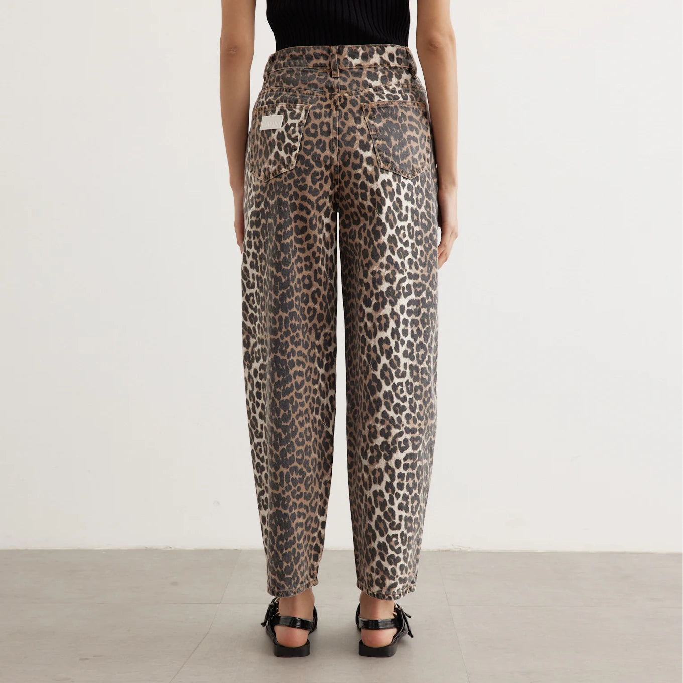 Ganni "Stary" Leopard Print Jeans, size 26