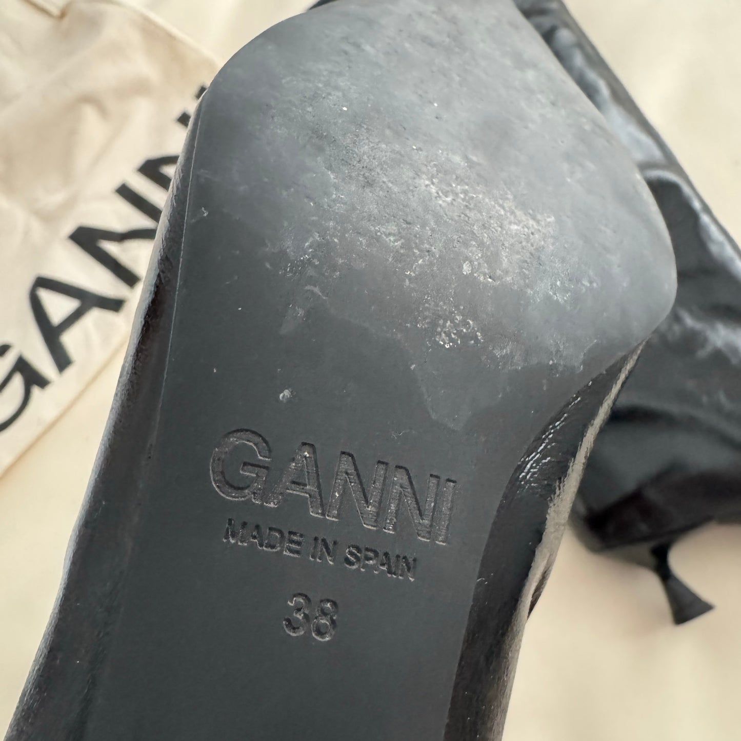 Ganni Soft Slouchy High Shaft Boot in Black, size 38