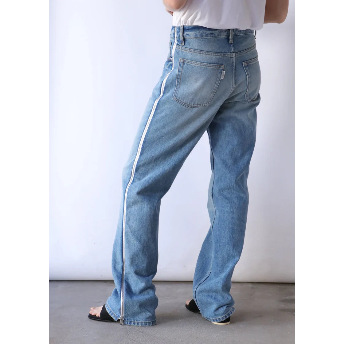 Gauchere Side Zip Jeans in Blue, size 40