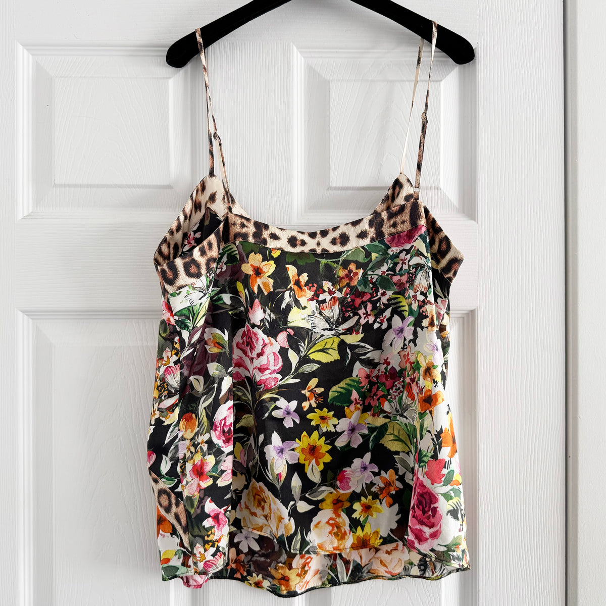 Generation Love "Orion" Leopard/Floral Silk Camisole, size Small