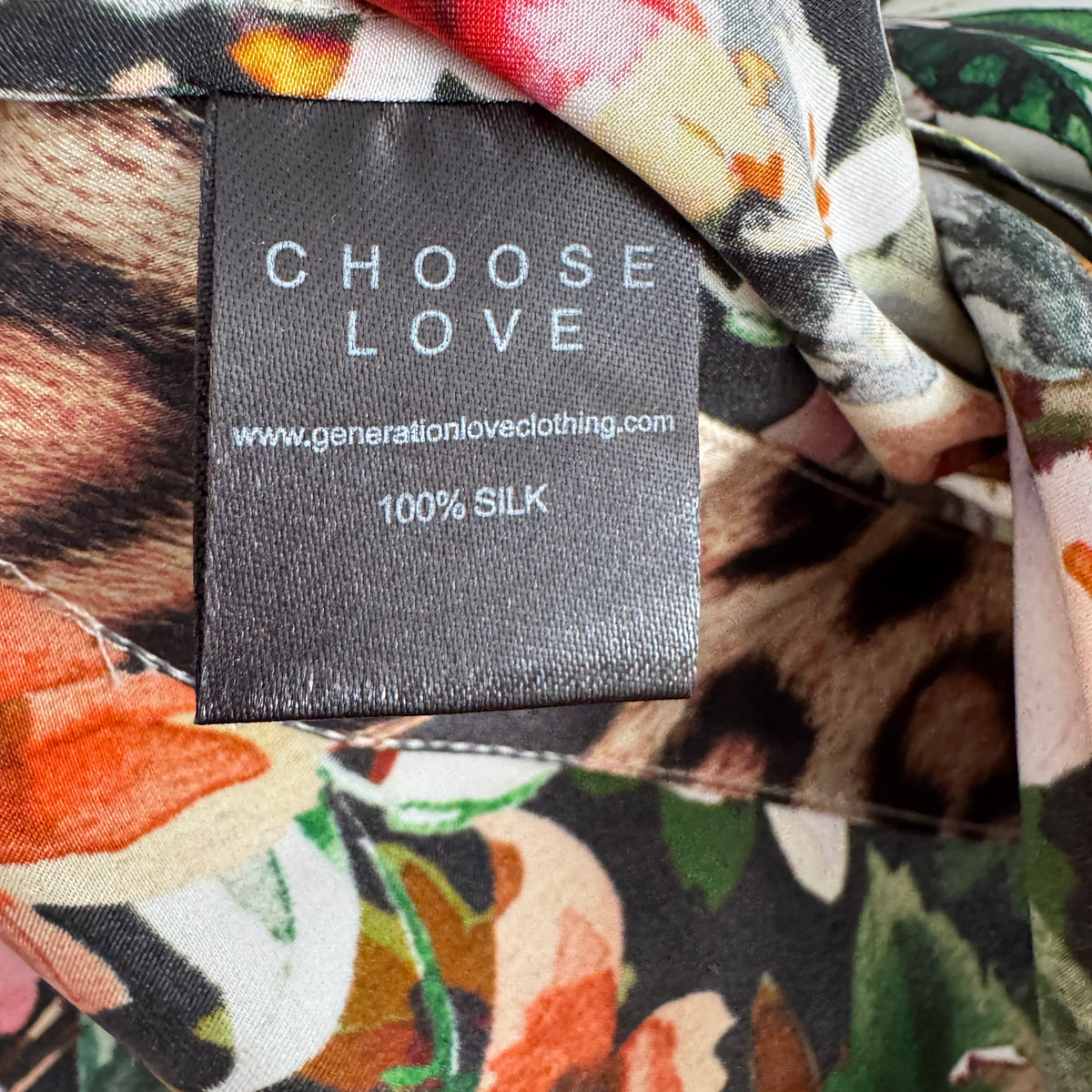 Generation Love "Orion" Leopard/Floral Silk Camisole, size Small