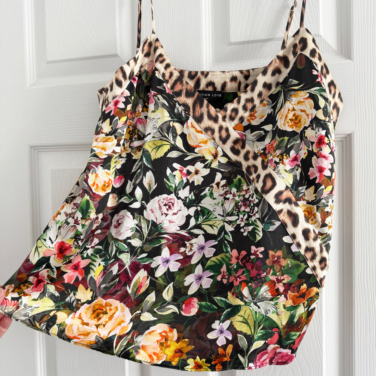 Generation Love "Orion" Leopard/Floral Silk Camisole, size Small