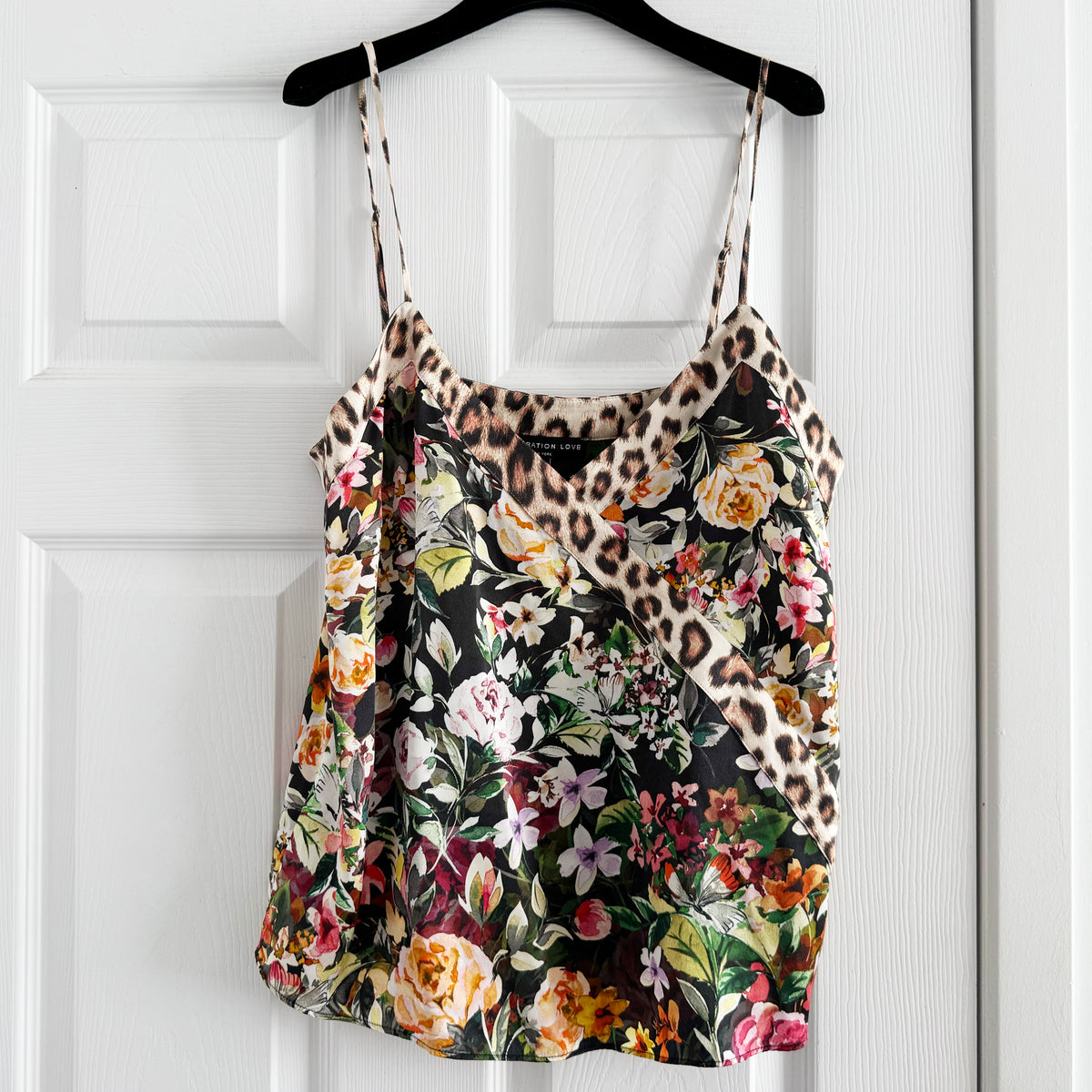 Generation Love "Orion" Leopard/Floral Silk Camisole, size Small
