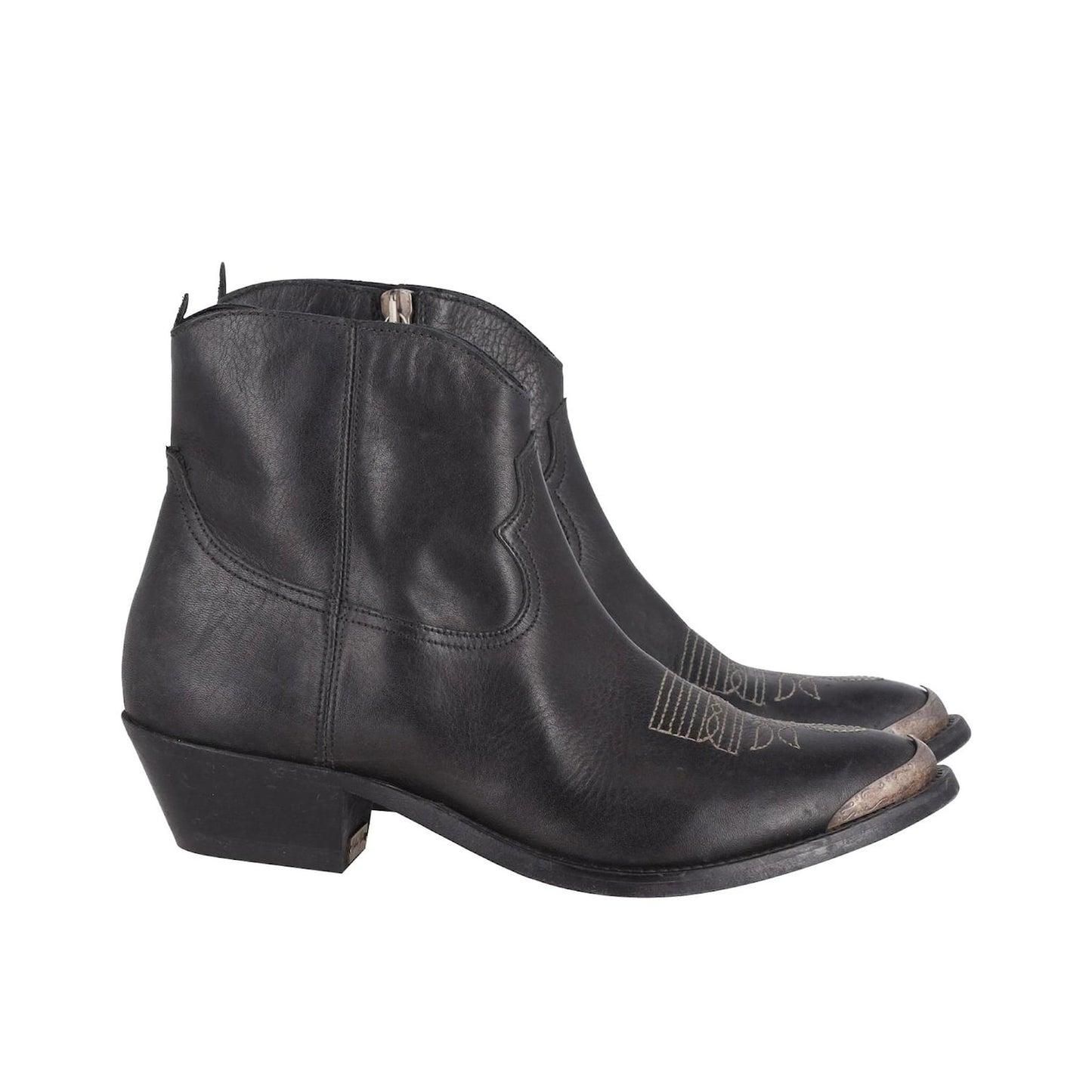 Golden Goose Black Leather Cowboy Boot, size 39