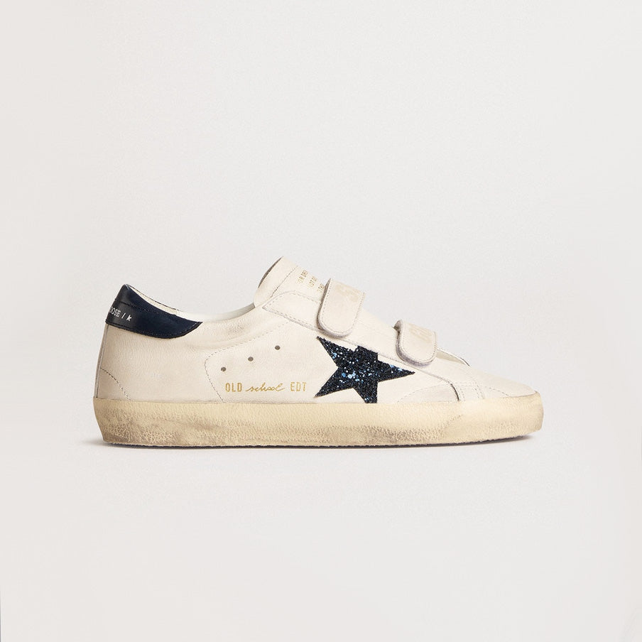 Golden Goose "Old School" Sneakers in White/Navy, size 38