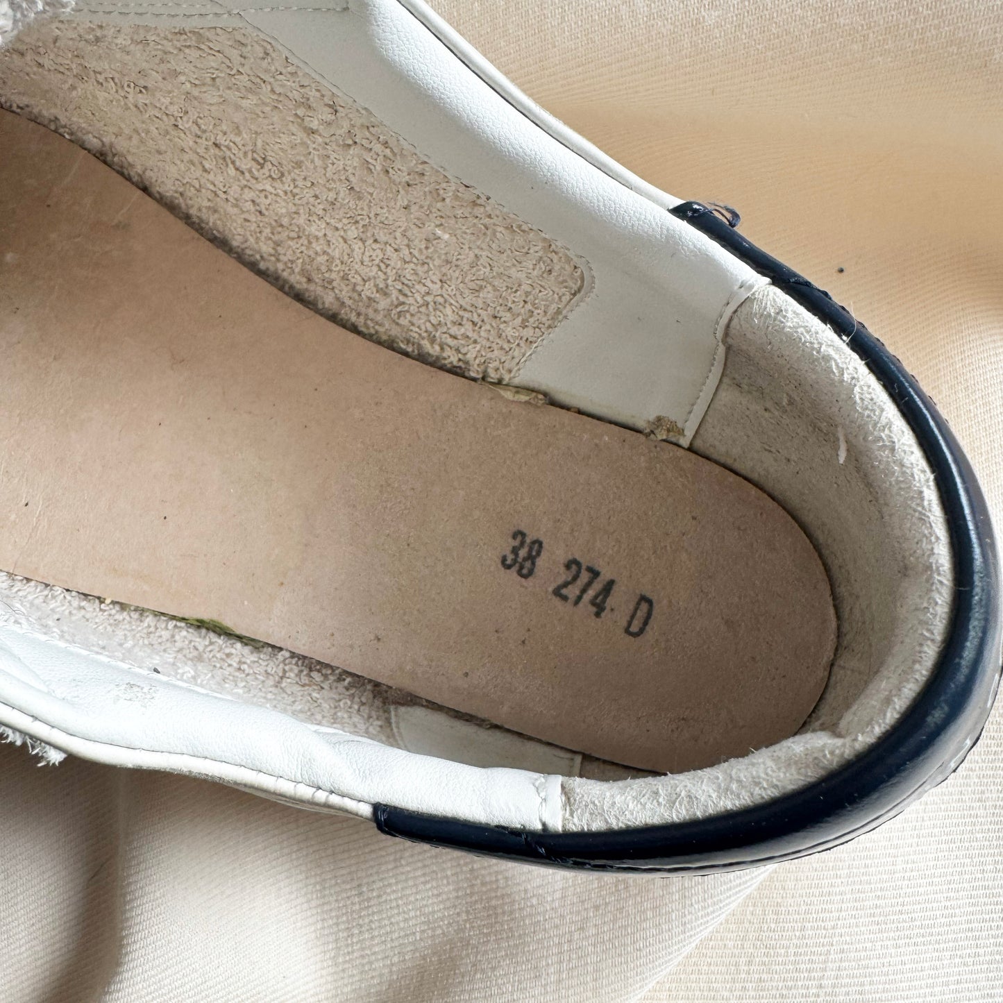 Golden Goose "Old School" Sneakers in White/Navy, size 38