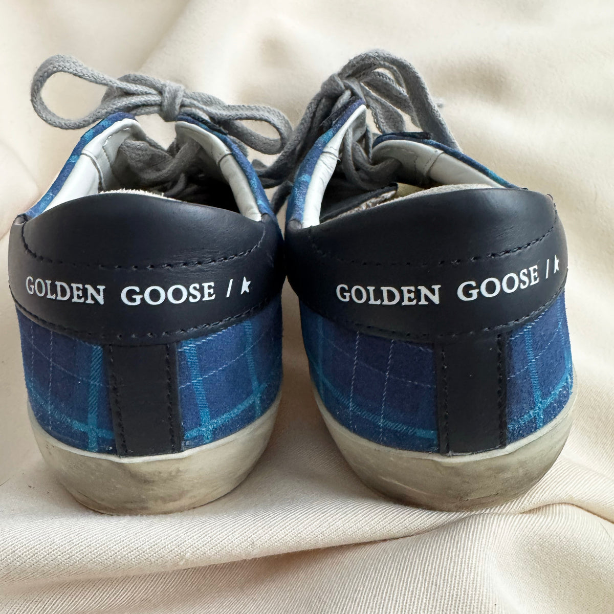 Bonpoint x Golden Goose Superstar Sneakers in Blue Check, size 37