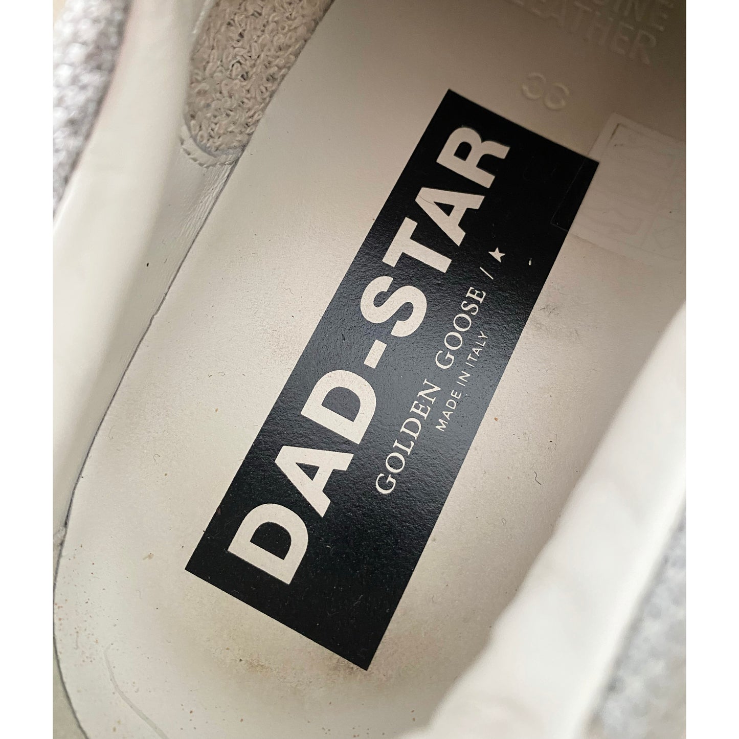 Golden Goose Dad Star Sneaker in Silver/Blue, size 38