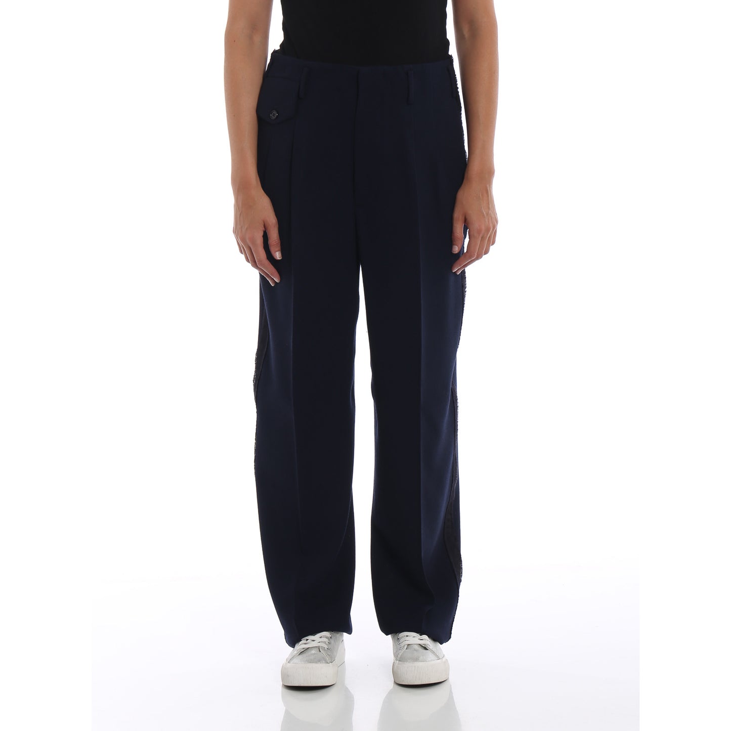 Golden Goose "Sally" Navy Double Crepe Pants, Size XL (fits size large) ** altered **