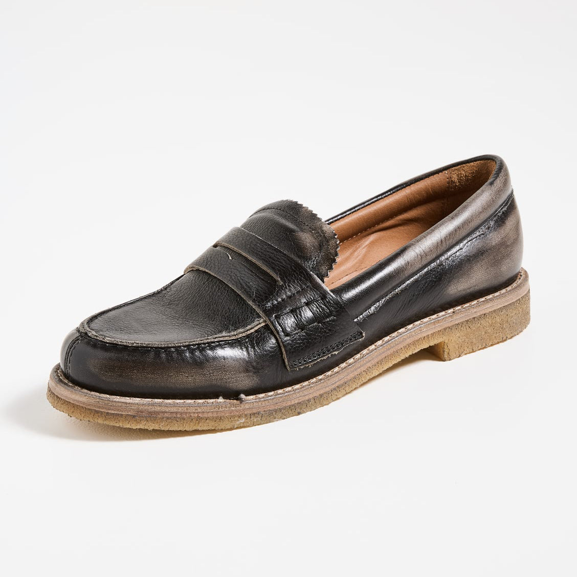 Golden Goose "Jerry" Distressed Leather Loafers in Black, size 36