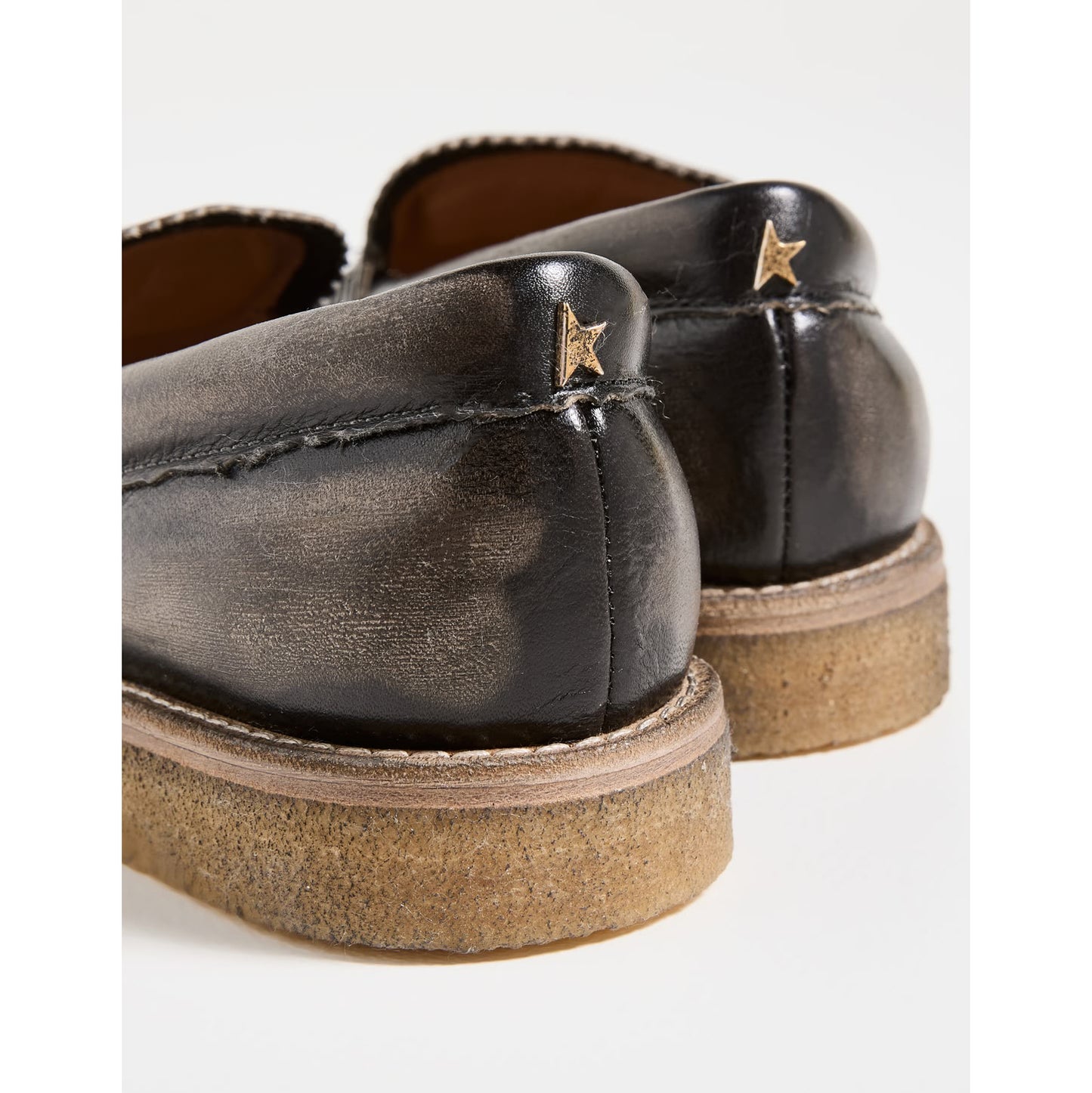 Golden Goose "Jerry" Distressed Leather Loafers in Black, size 36