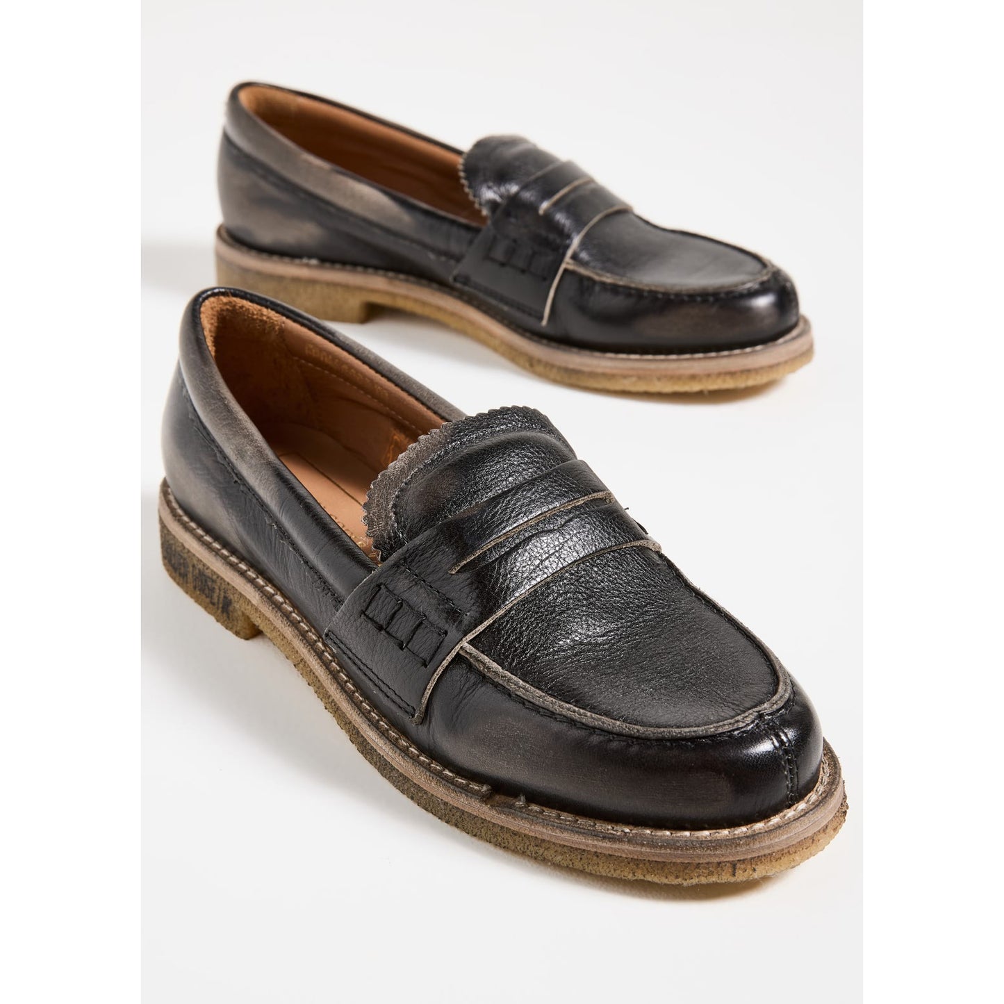 Golden Goose "Jerry" Distressed Leather Loafers in Black, size 36