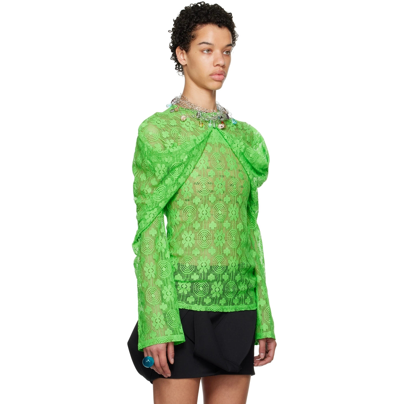Kiko Kostadinov "Diana" Lace Blouse in Green, size 36