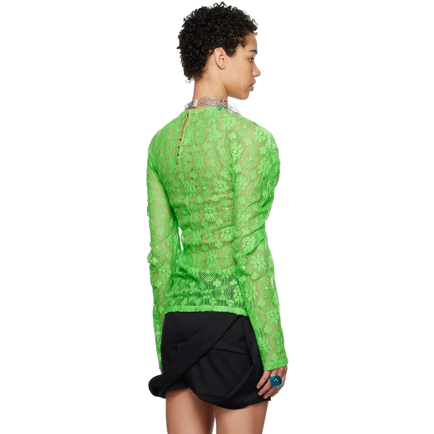 Kiko Kostadinov "Diana" Lace Blouse in Green, size 36