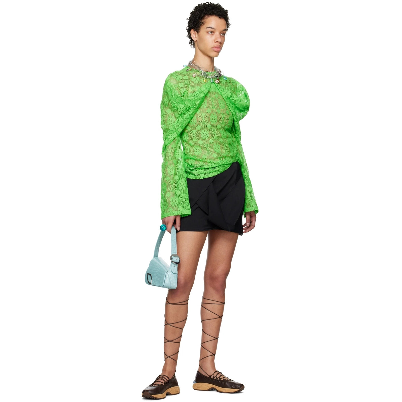 Kiko Kostadinov "Diana" Lace Blouse in Green, size 36