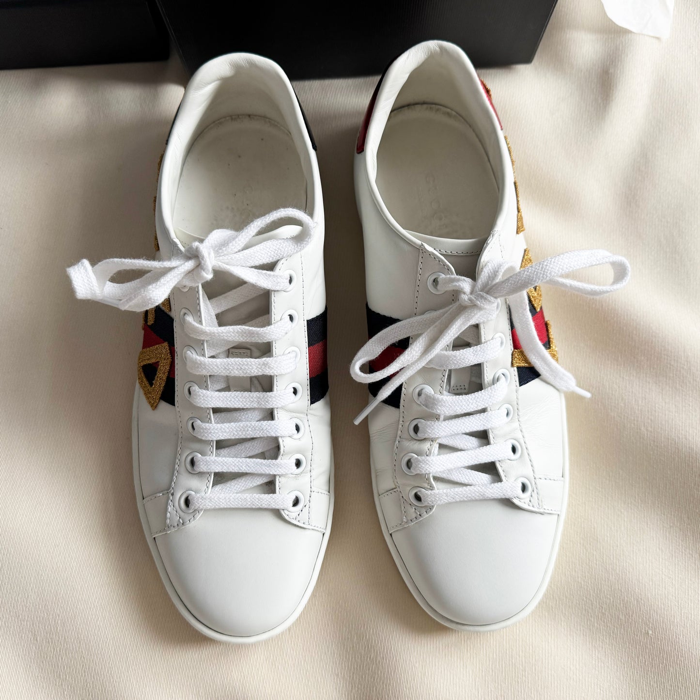 Gucci "Ace" Loved Sneakers in White, size 38 (Fits roomy, like an 8.5)
