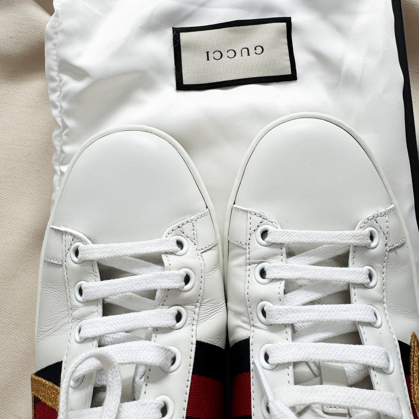 Gucci "Ace" Loved Sneakers in White, size 38 (Fits roomy, like an 8.5)