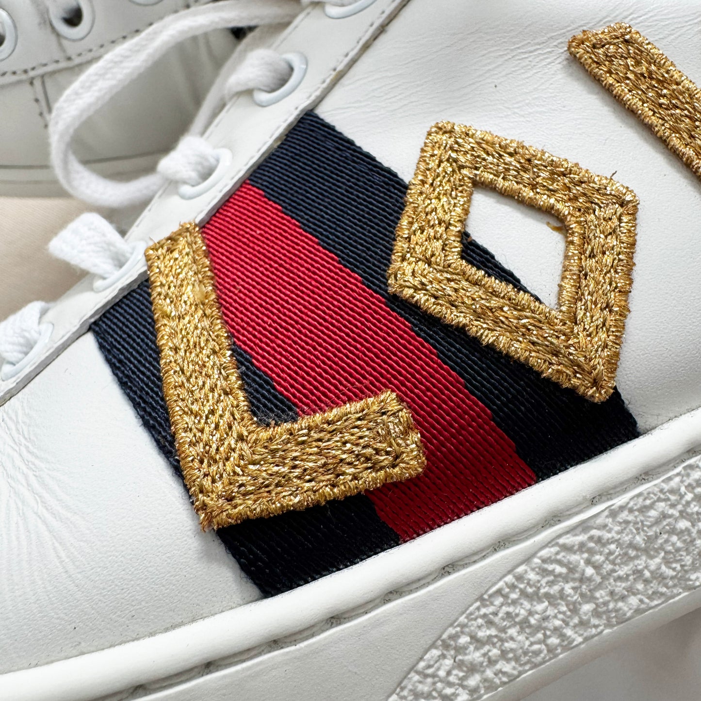 Gucci "Ace" Loved Sneakers in White, size 38 (Fits roomy, like an 8.5)
