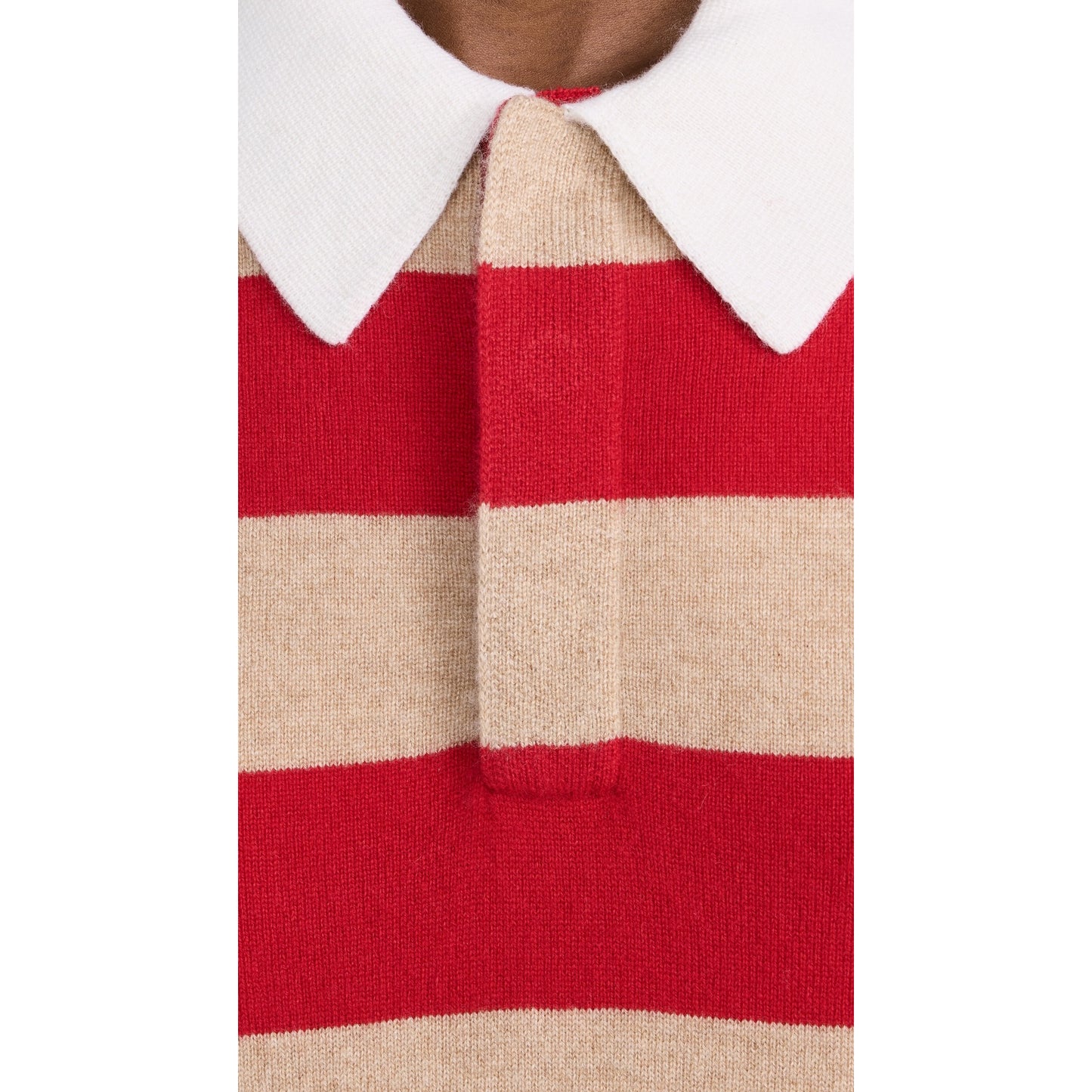 Guest in Residence Striped Rugby Cashmere Sweater in Red/Tan, size Small