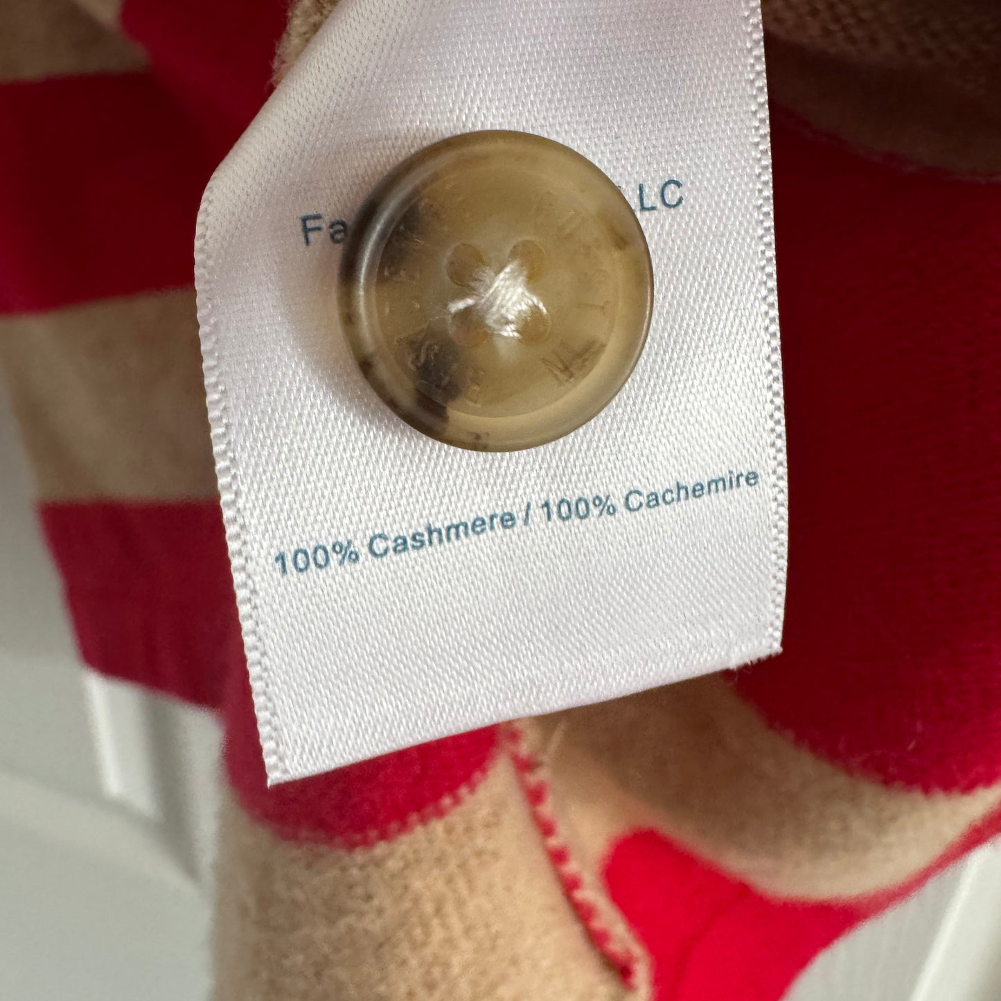 Guest in Residence Striped Rugby Cashmere Sweater in Red/Tan, size Small