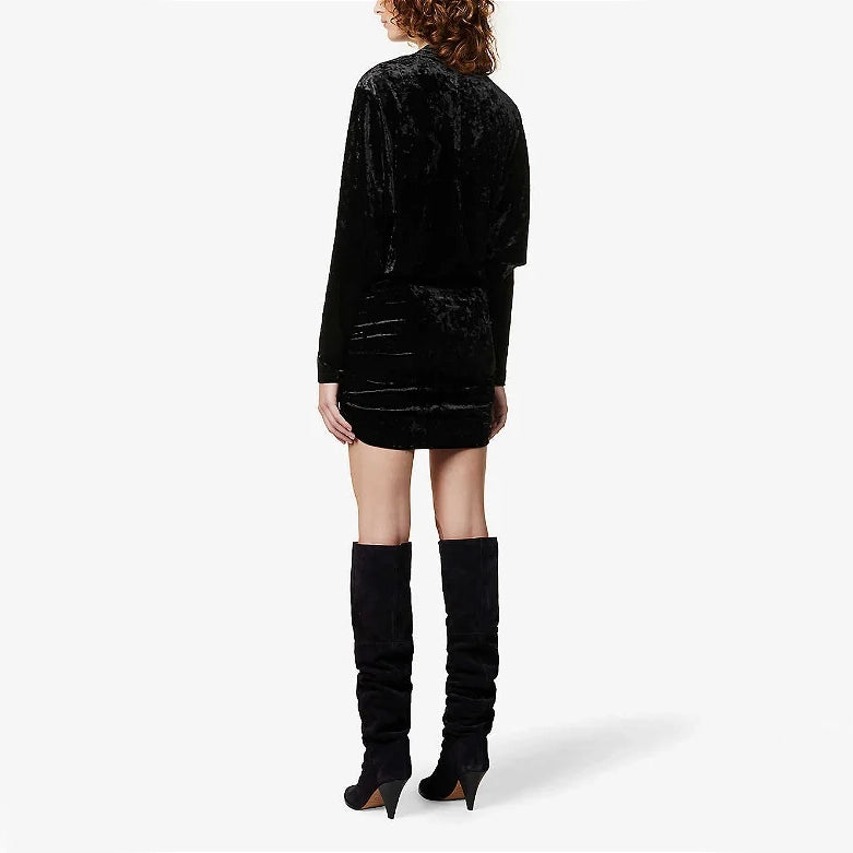 Isabel Marant "Guila" Black Velvet Mini Dress, size 36 (fits like size 2)