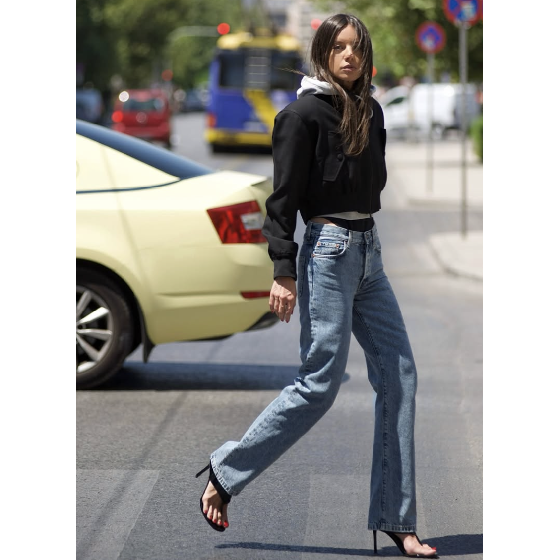Wardrobe NYC x H&M Straight Leg Jeans in Blue, size 4