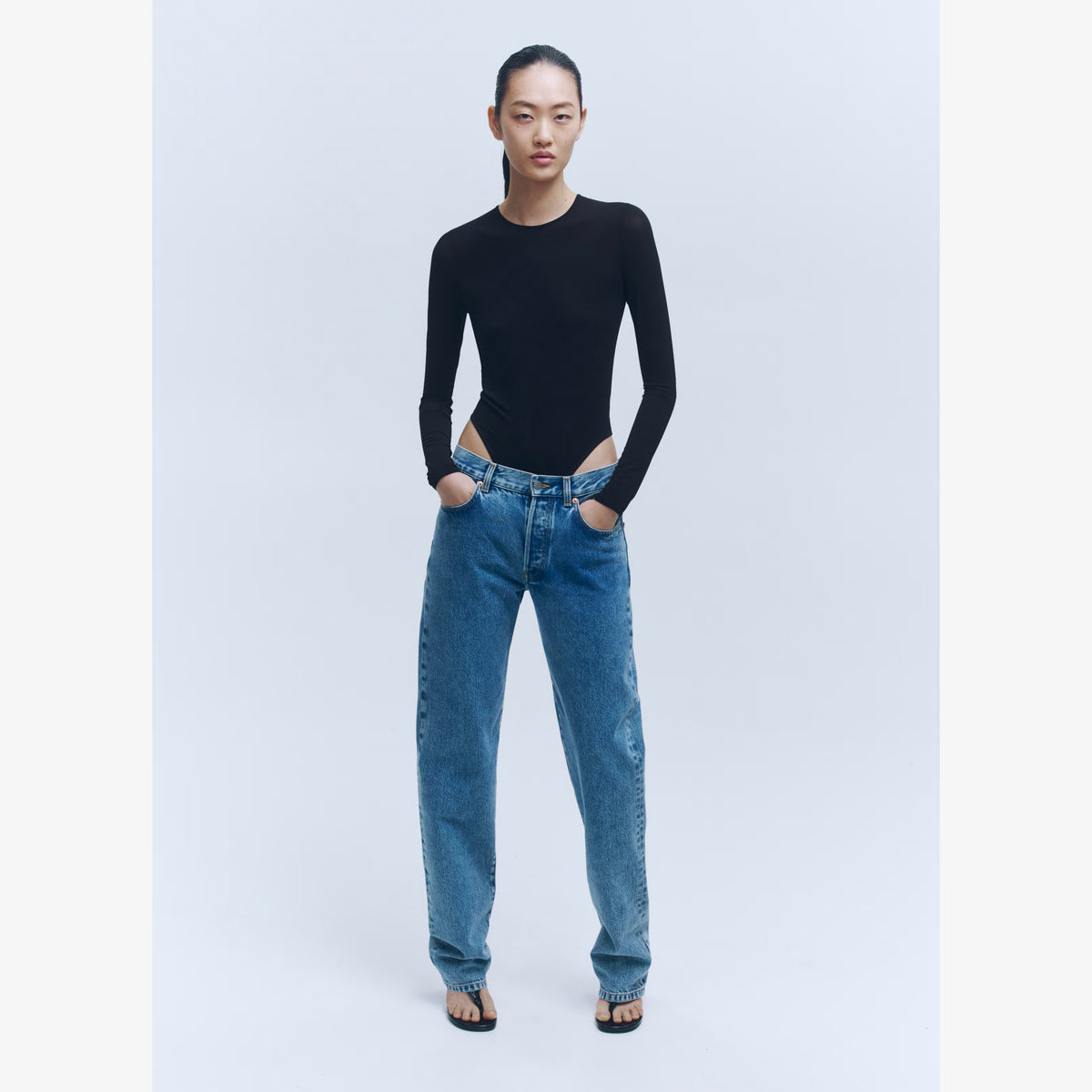 Wardrobe NYC x H&M Straight Leg Jeans in Blue, size 4