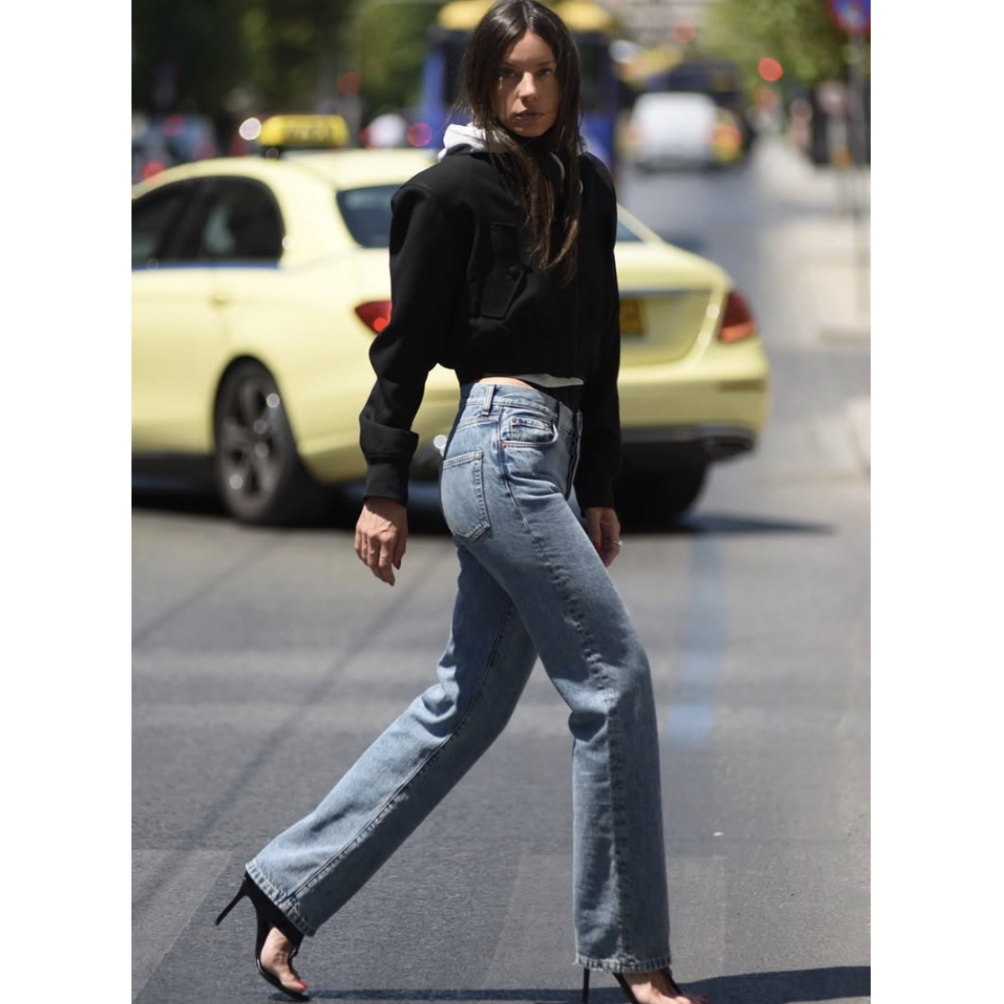 Wardrobe NYC x H&M Straight Leg Jeans in Blue, size 4