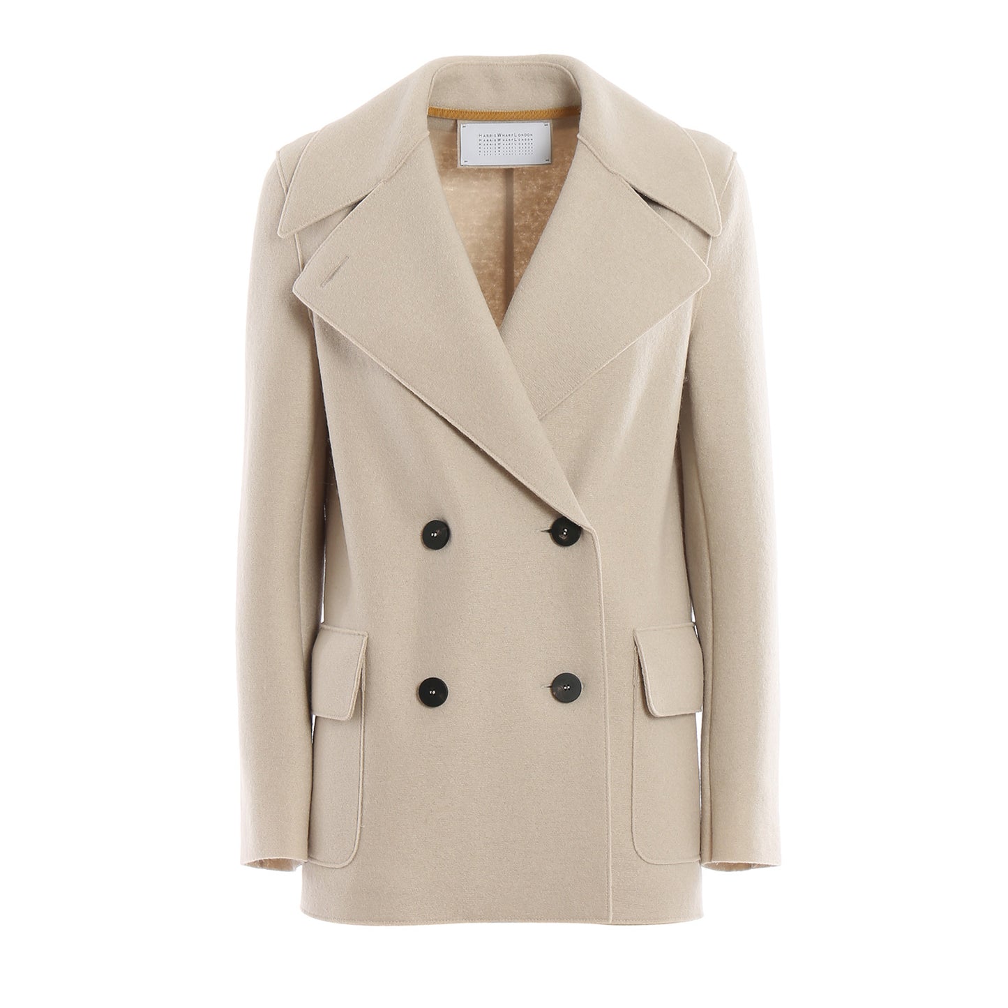 Harris Wharf Double Breasted Wool Pea Coat in Ivory, size 42IT (fits size Small)