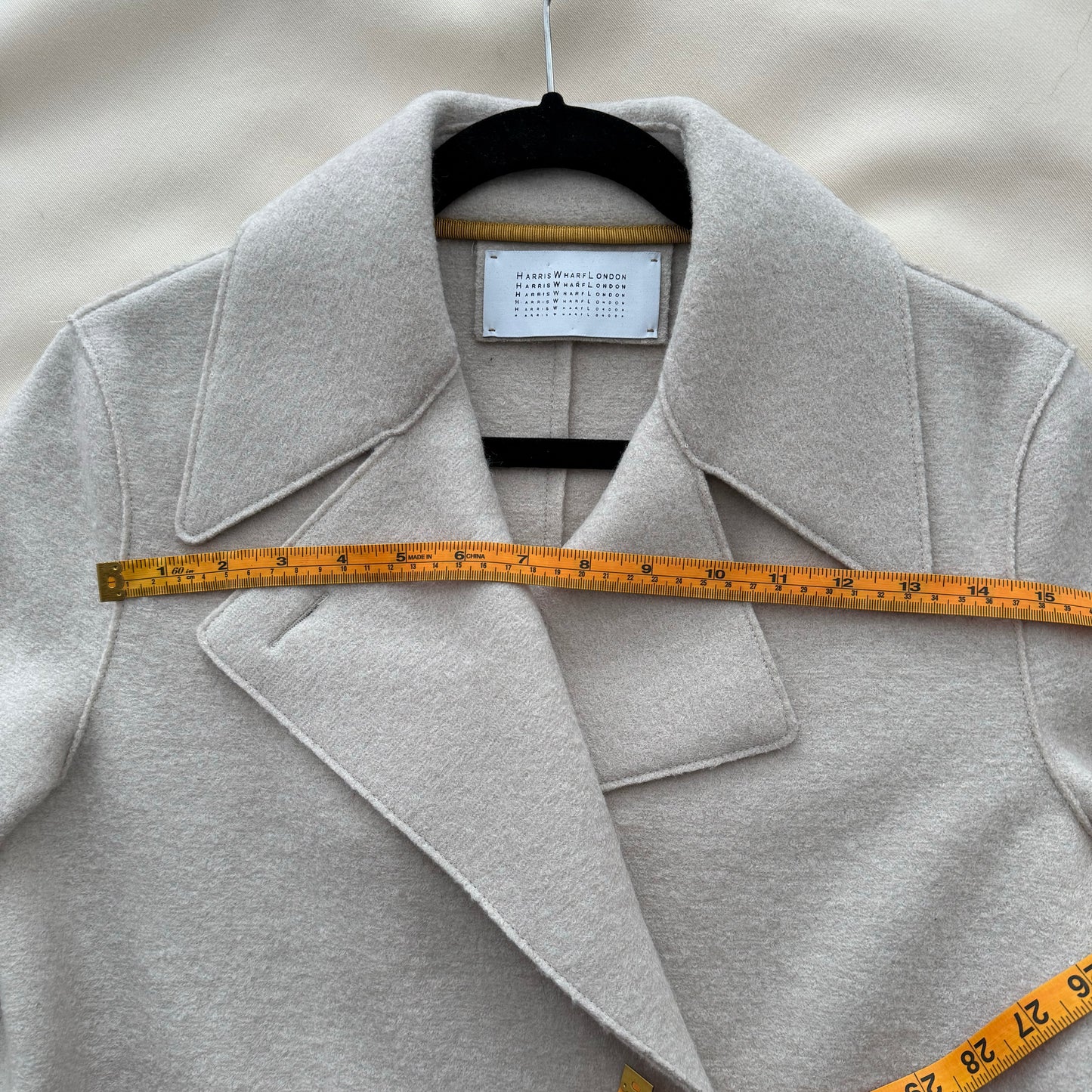 Harris Wharf Double Breasted Wool Pea Coat in Ivory, size 42IT (fits size Small)