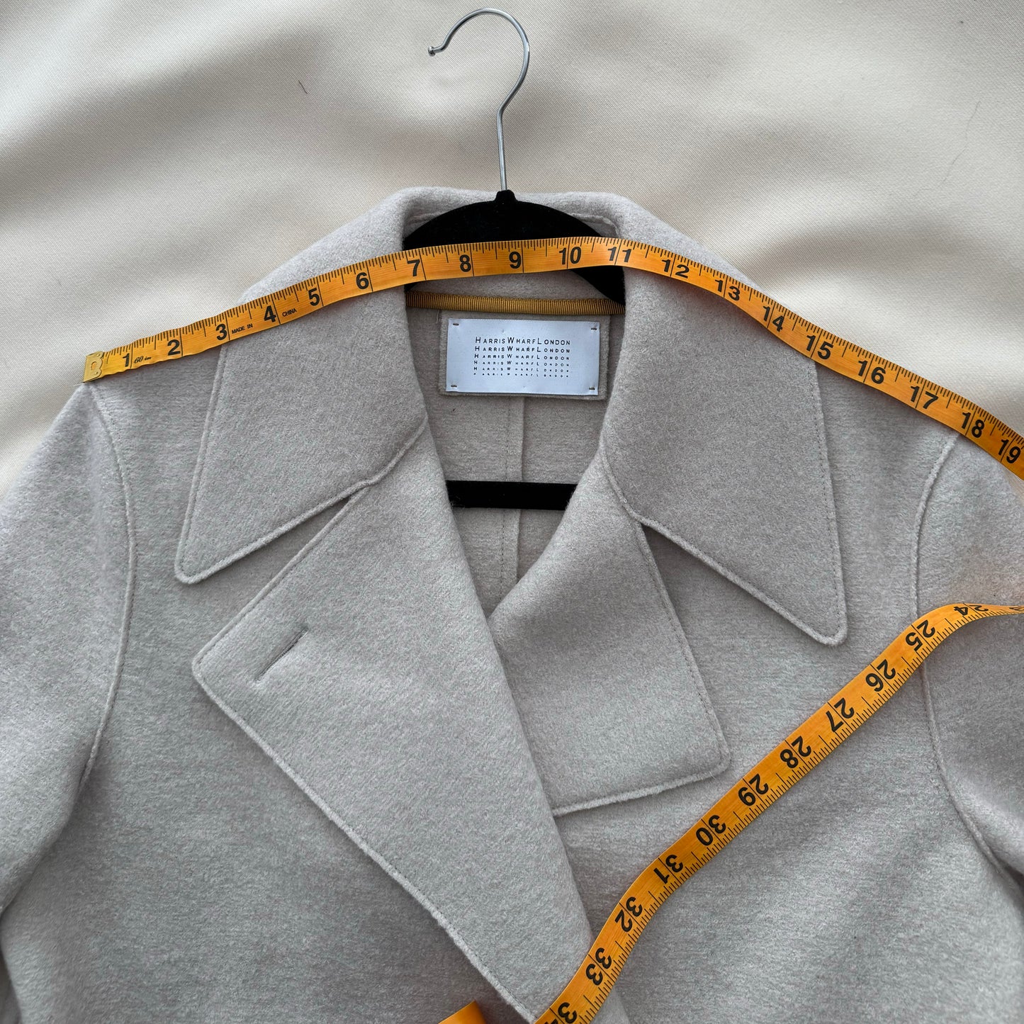 Harris Wharf Double Breasted Wool Pea Coat in Ivory, size 42IT (fits size Small)