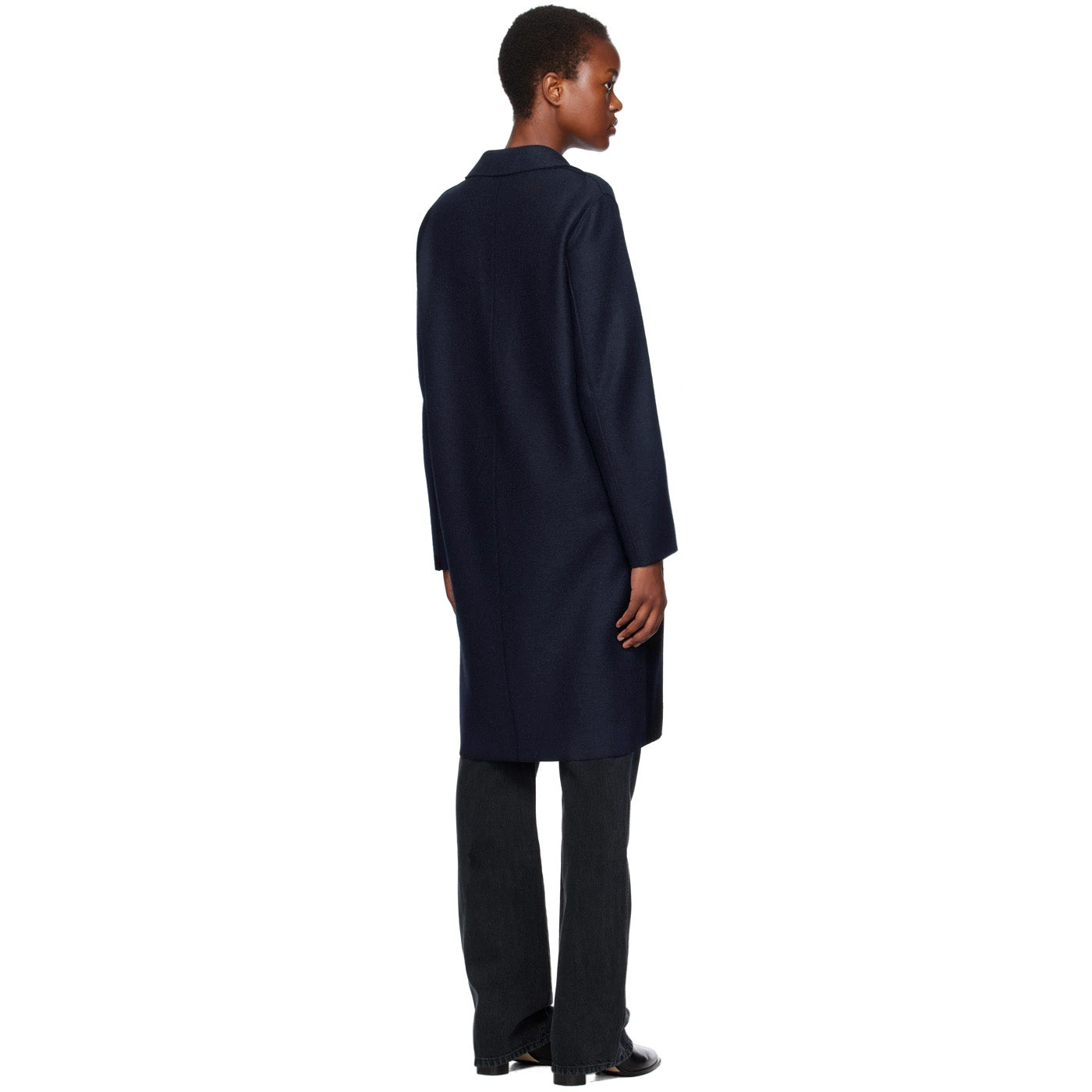Harris Wharf Pressed Wool 3 Button Coat in Navy, size 40IT