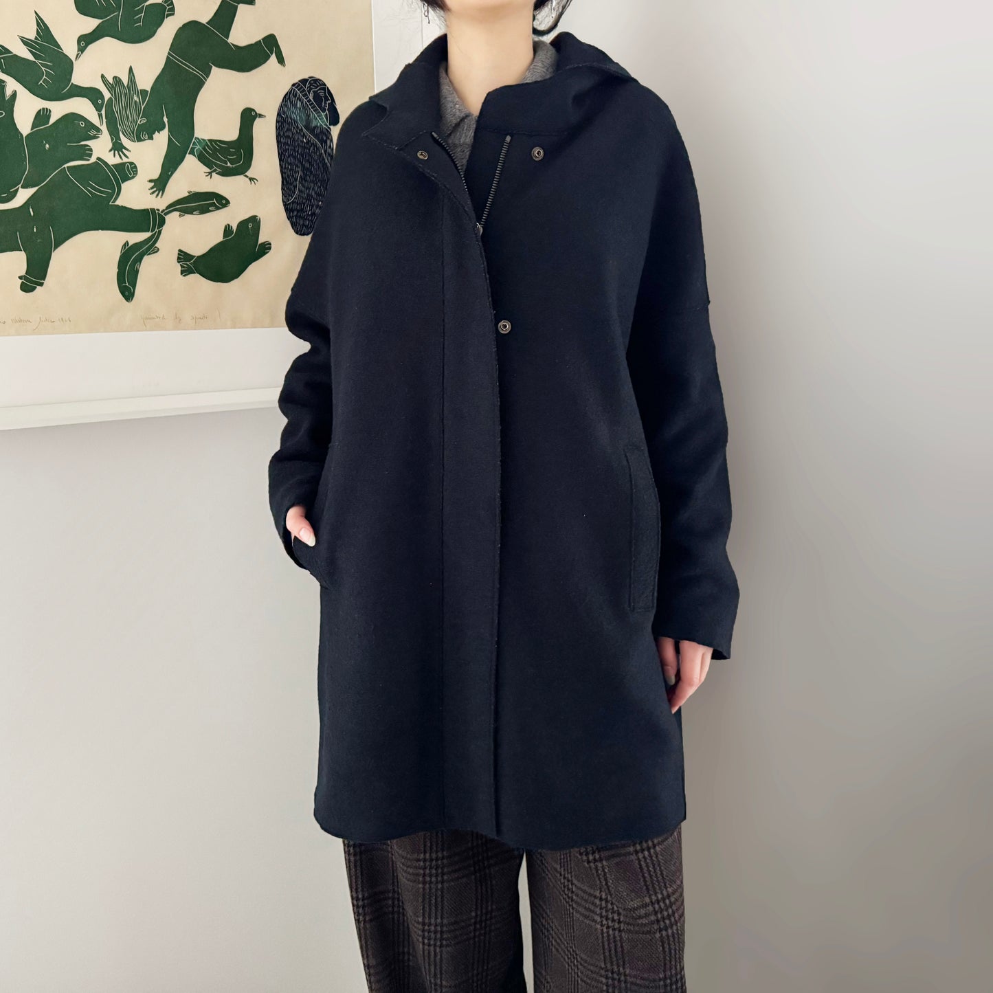 Harris Wharf Pressed Wool Jacket with Hood, size 40IT (fits like size Small)