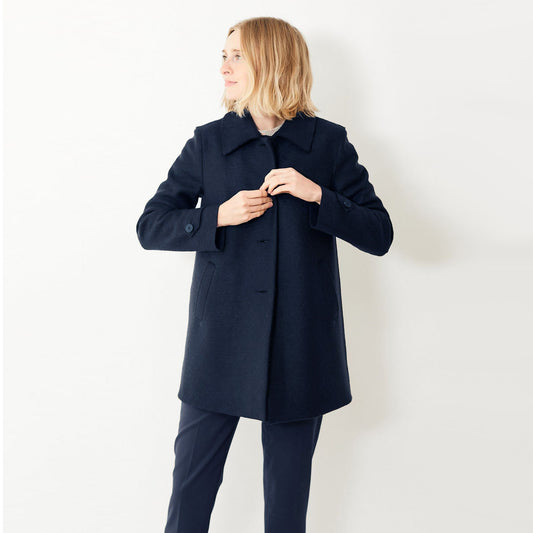 Harris Wharf Navy Pressed Wool Car Coat, size 48IT (fits like size 12)