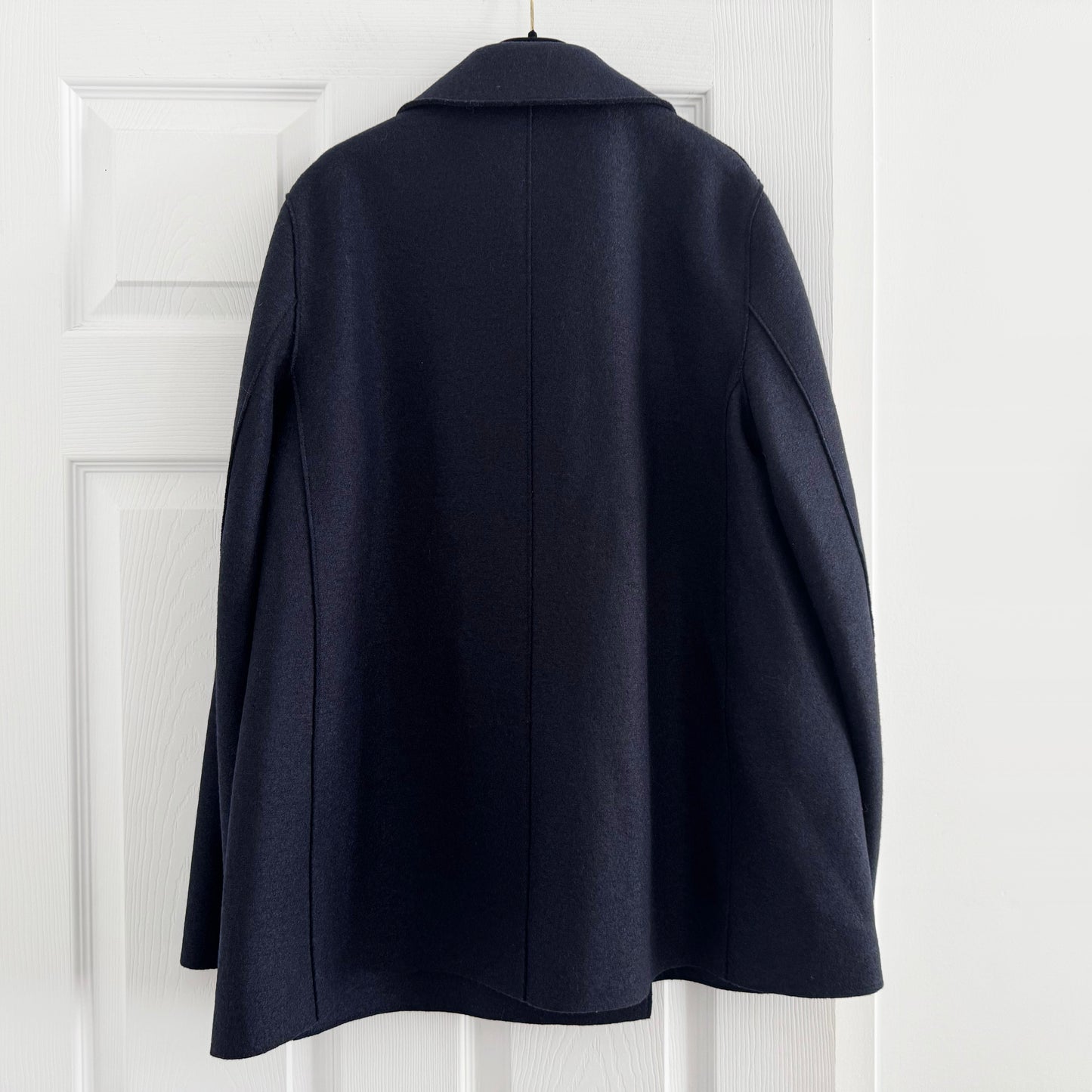 Harris Wharf Pressed Wool Pea Coat in Navy, size 48IT (fits like 10 ish?)