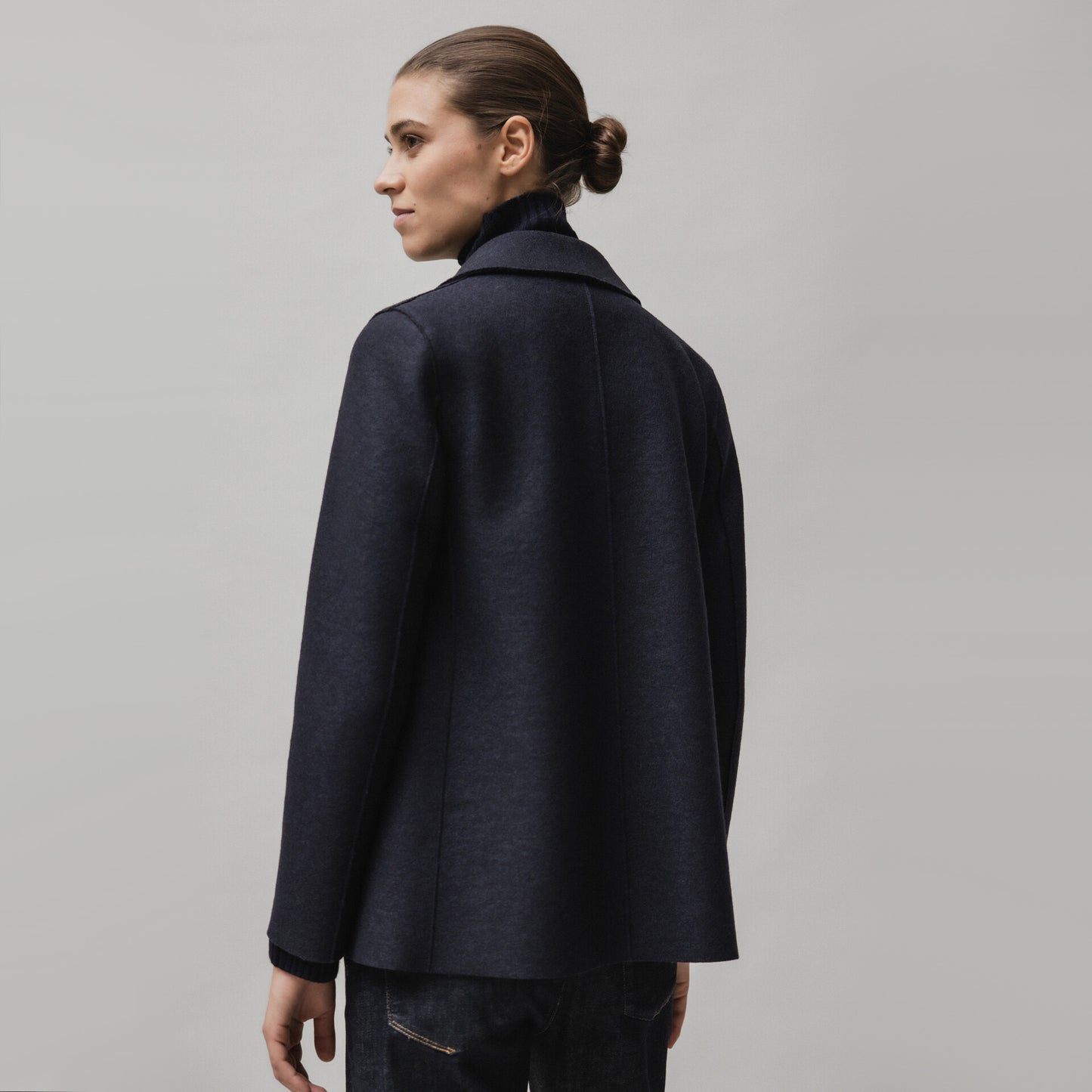 Harris Wharf Pressed Wool Pea Coat in Navy, size 48IT (fits like 10 ish?)