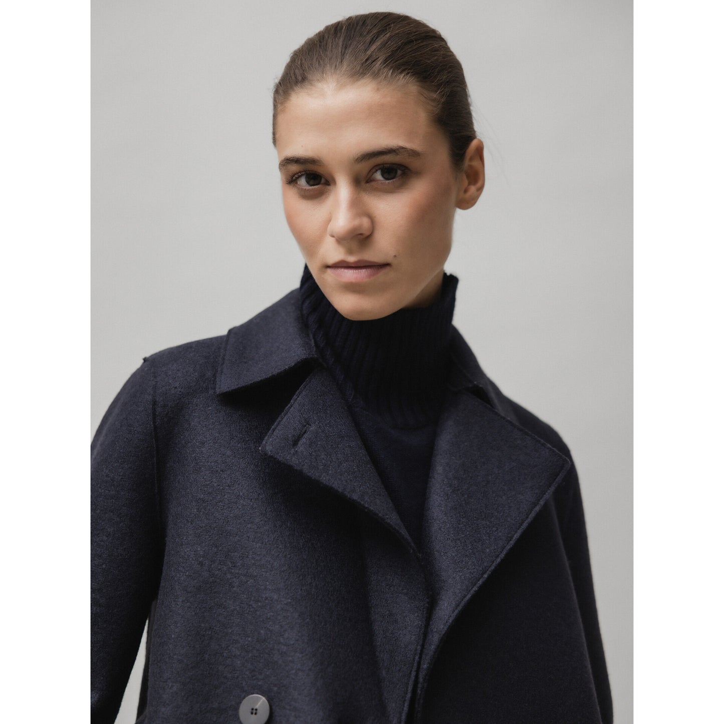 Harris Wharf Pressed Wool Pea Coat in Navy, size 48IT (fits like 10 ish?)